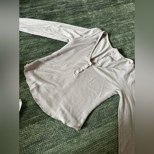 Freepeople Henley Long Sleeve Ribbed Top - MAUVE